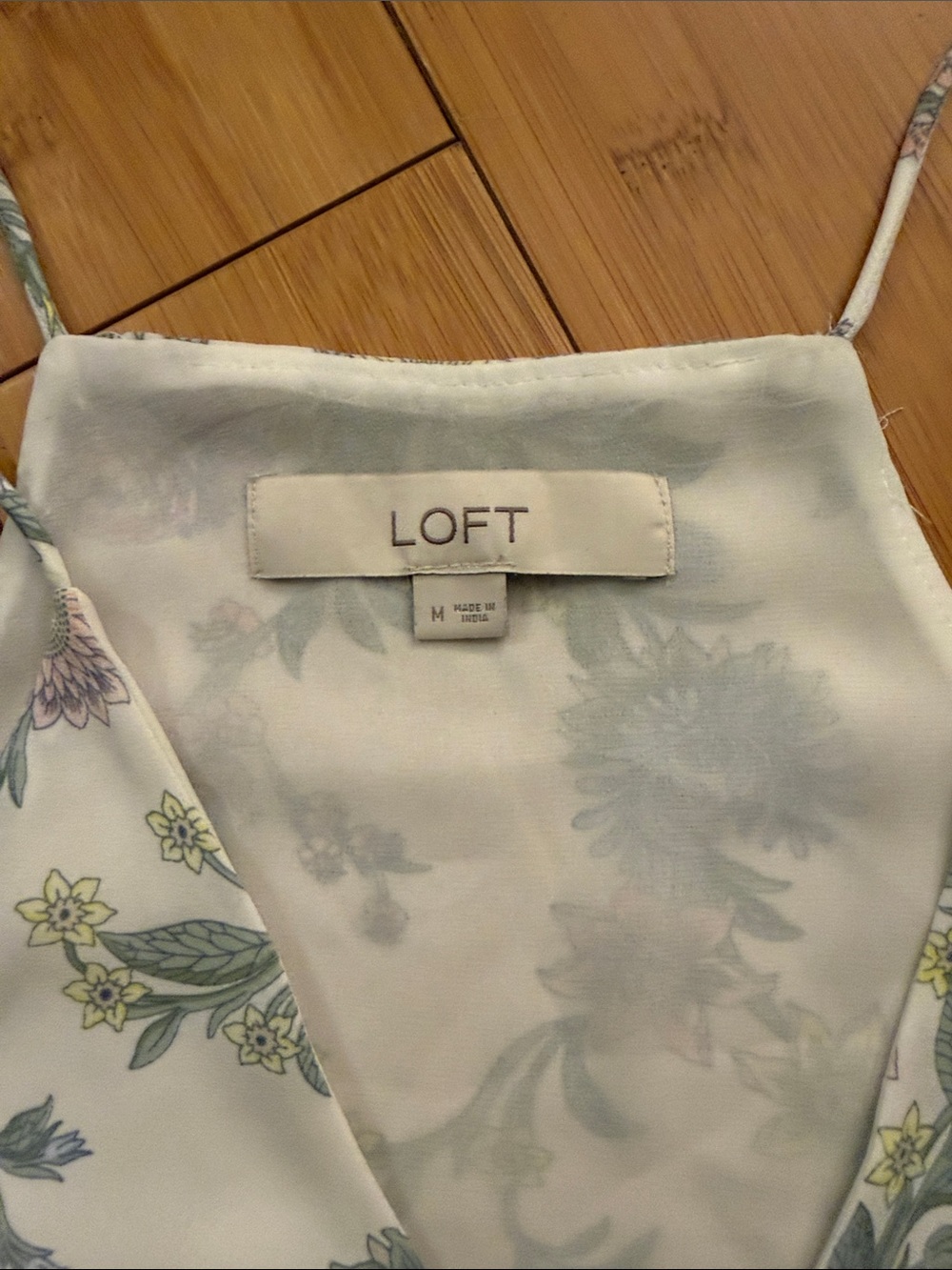 LOFT White Floral Halter Camisole with Pastel Blooms - Picture 3 of 5